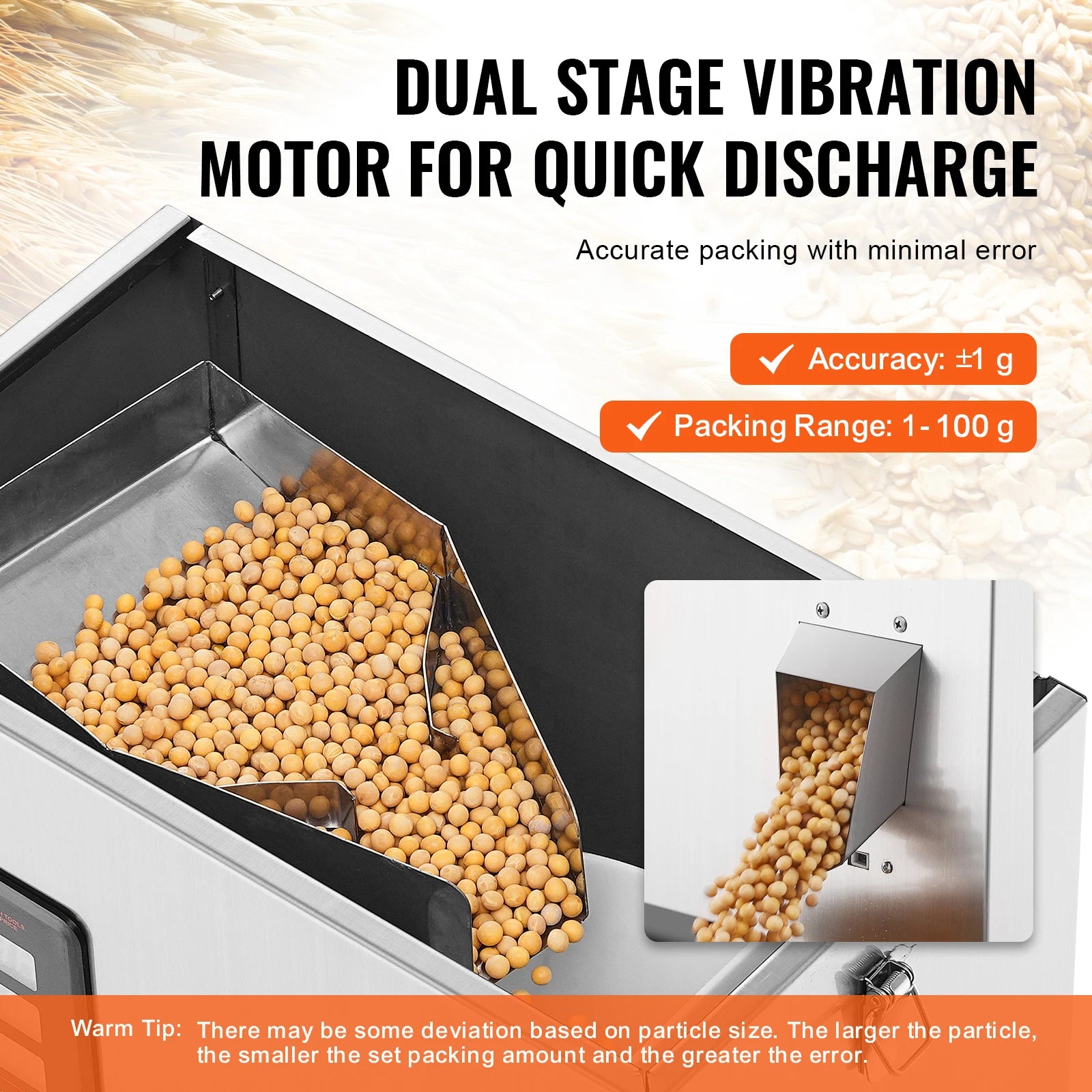 VEVOR 1-100g/1-200g/10-500g Powder Filling Machine Automatic Intelligent Particle Weighing Dispenser Machine  for Tea Seeds