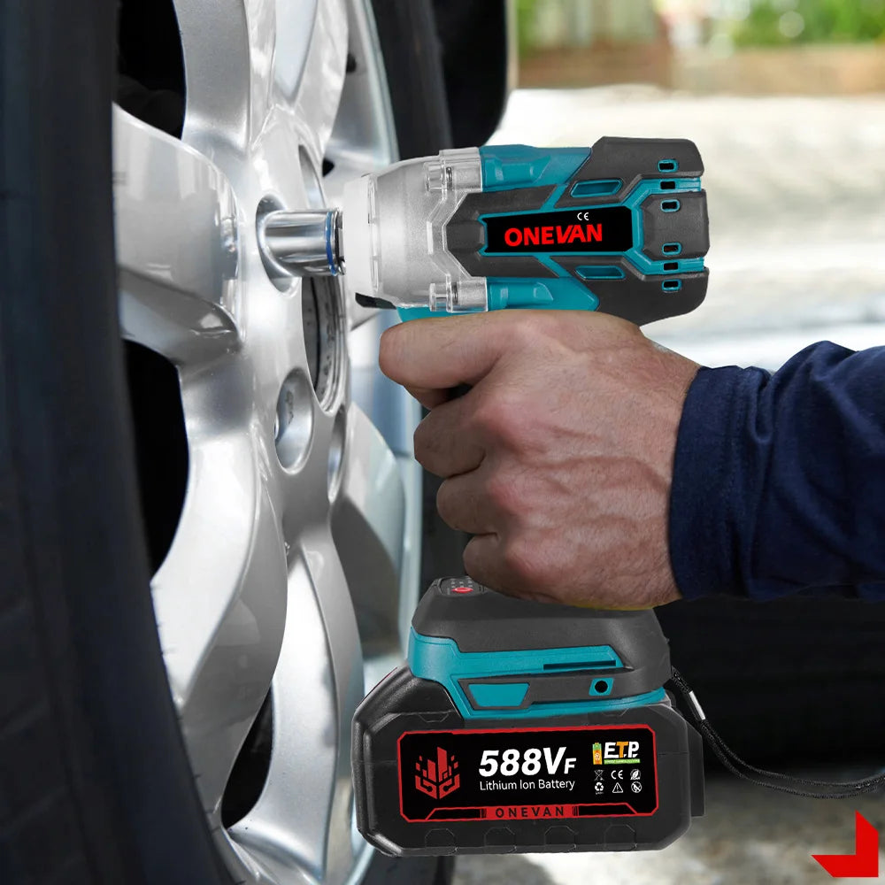 ONEVAN 520N.M Brushless Electric Impact Wrench 1/2 Inch Cordless Wrench Screwdriver Repair Power Tool For Makita 18V Battery Pin