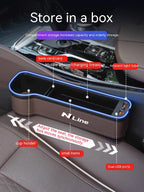 Hyundai N Line I30 Sonata Elantra i40 Kona Tucson IONIQ Santa-fe Venue i20ix25 Car Seat Gap Crevice Slot Storage Box Accessories