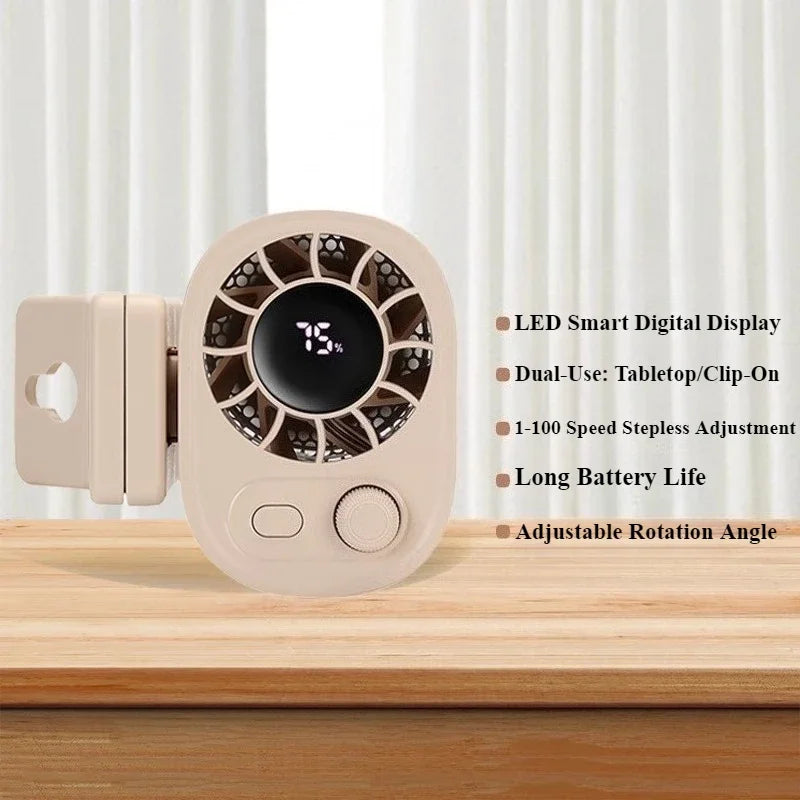Eary Car Clip On Fan With 360 Rotate 100 Speeds Wind Adjustable USB Re