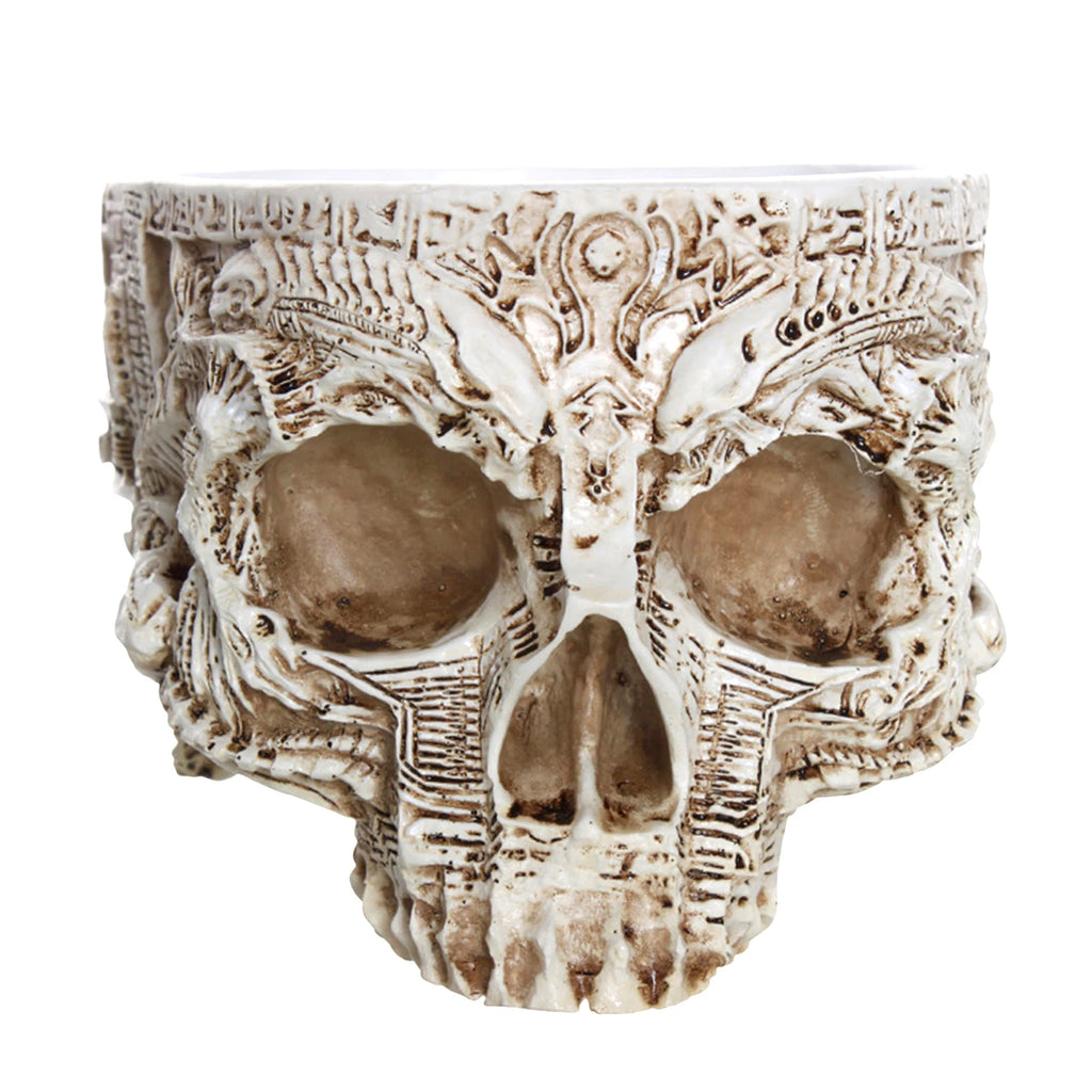 Resin Human Skull Model Flower Pot Multifunctional Gothic Skeleton Planter Container Home Decor Halloween Skeleton Flowerpot