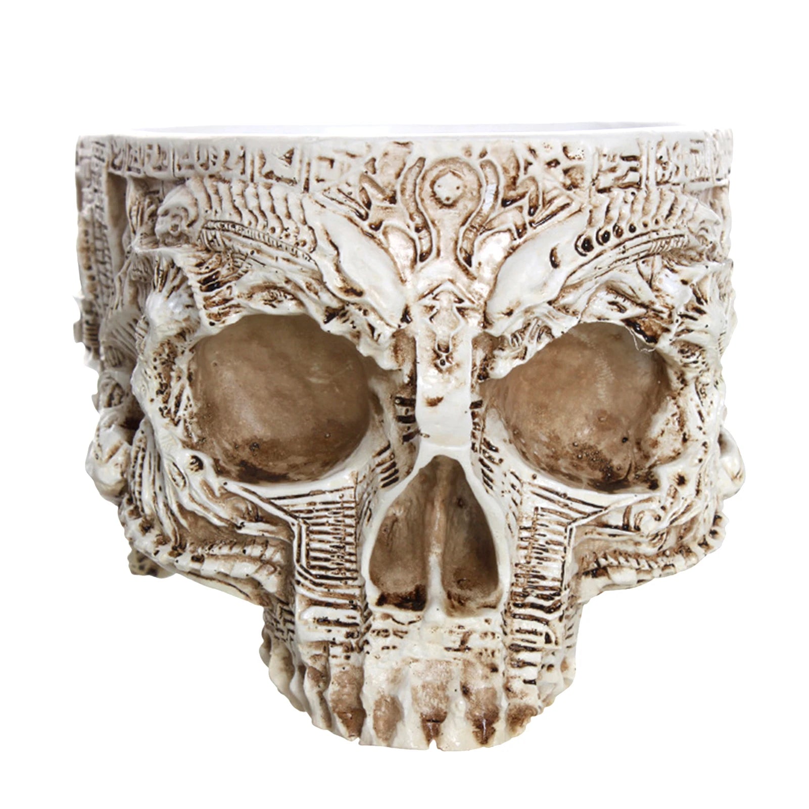 Resin Human Skull Model Flower Pot Multifunctional Gothic Skeleton Planter Container Home Decor Halloween Skeleton Flowerpot