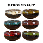 6Pc Ceramic Flower Pots Kiln Change Mini Wicker Bonsai Plant Flowerpot Mold Planters For Yard Garden Desktop Decor Flowers Ceram