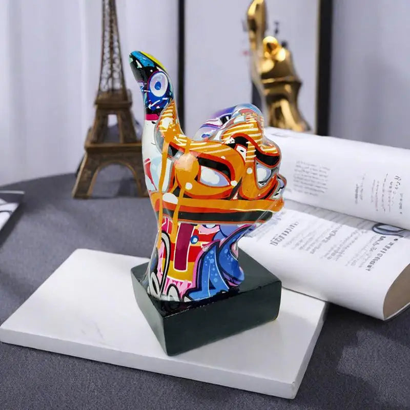 Graffiti Hand Gesture Ornament Art And Crafts Resin Gesture Statue Desktop Ring A Living Room Home Decoration