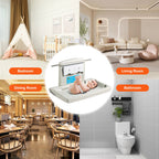 SucceBuy Wall-Mounted Baby Changing Station Horizontal Foldable Diaper Change Table Safety Straps and Hanging Rods for Newborns