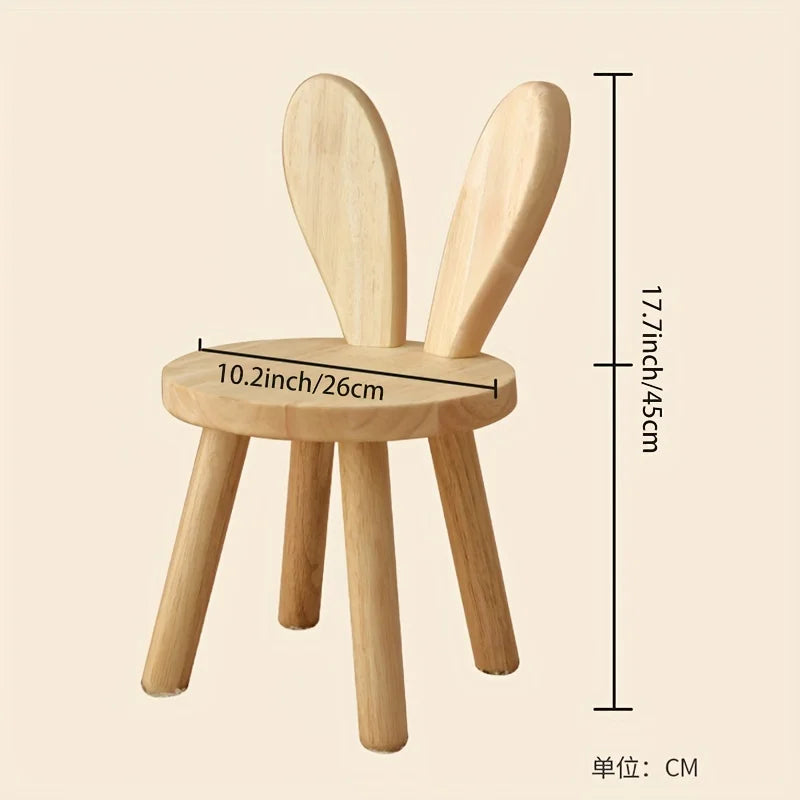 Creative Solid Wood Rabbit Ears Stool: Cute, Simple, And Decorative for Your Home