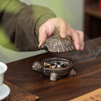 Retro turtle Ashtray Living Room with Lid Anti Fly Ash Ceramic Cigar Ashtray Decoration Chinese Home Decoration Art Friend Gift