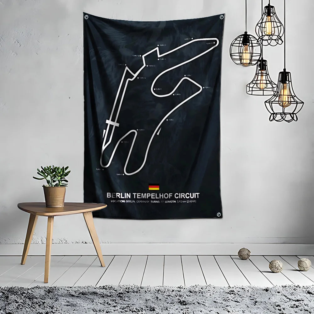 Ft Formula 1 Imola Monaco Circuit F1 Flag Polyester Digital Printing for Garage Wall Art Out Door Decoration With Grommets