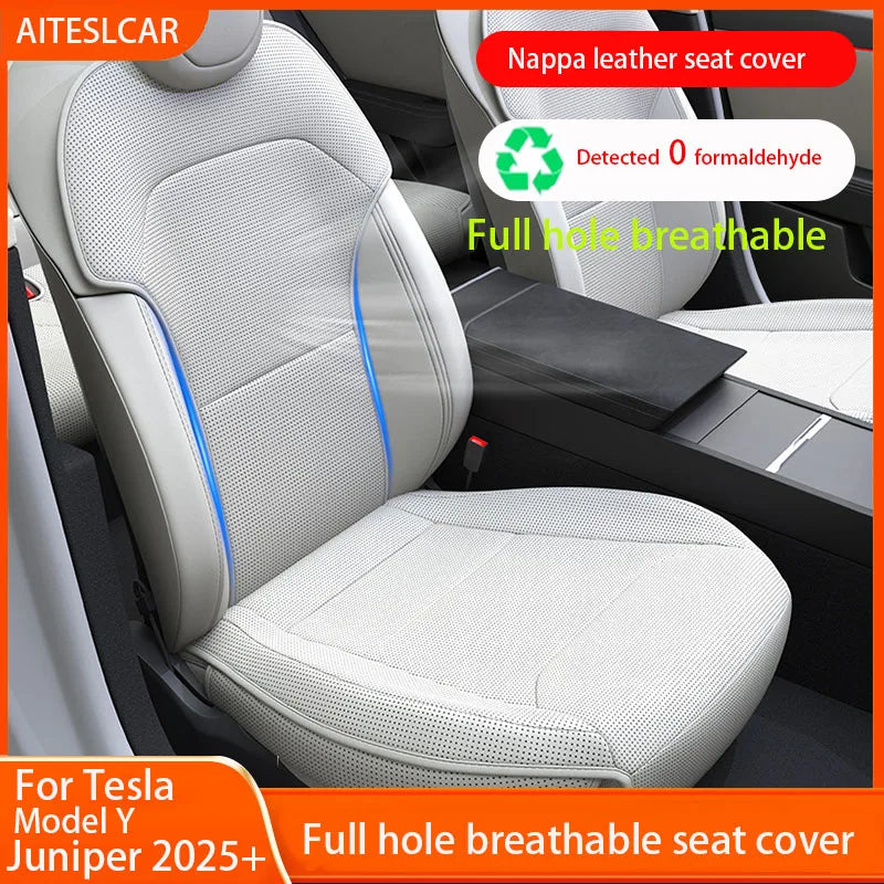 Car Seat Mats For Tesla Model Y Juniper 2025 Breathable All Season Back Seat Pad Protector Covers Nappaleather Cushion Accessori