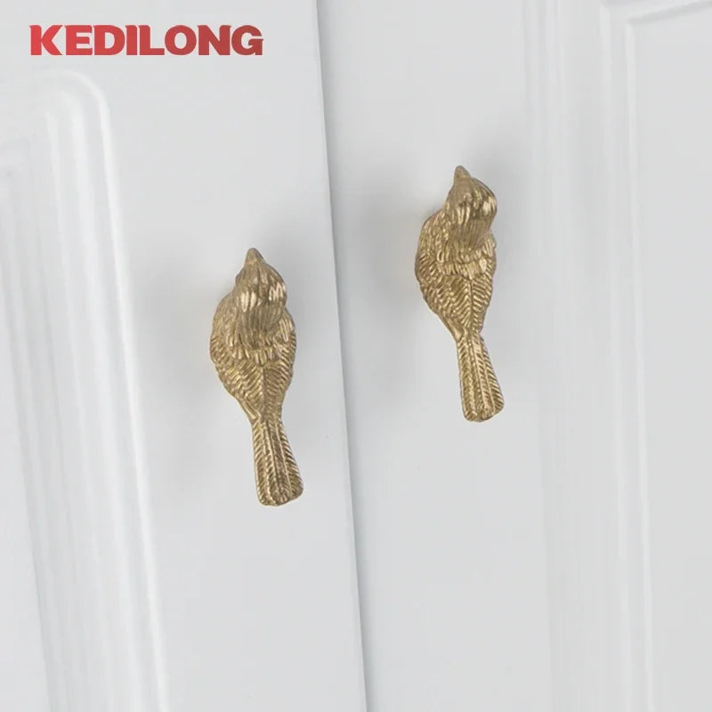 KEDLO Solid brass European luxury bird drawer knob furniture hardware kitchen cabinets gold pull handle