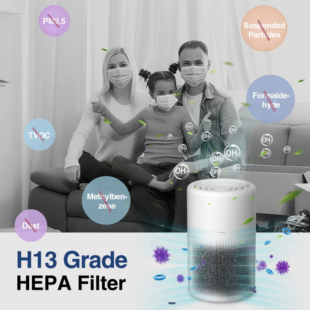 Air Purifier Smoke Odor Negative Ion Generator Air Cleaner for Househo