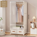 2024 New Wardrobe Household Bedroom Assembly Dustproof Wardrobe Rental Room With Drawer Storage Folding Simple Clothes Organizer