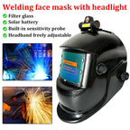 Welding Mask Headworn 180° Large Viewing Auto Darkening Welding Helmet High Temperature Resistance Protective Welder Mask Hat