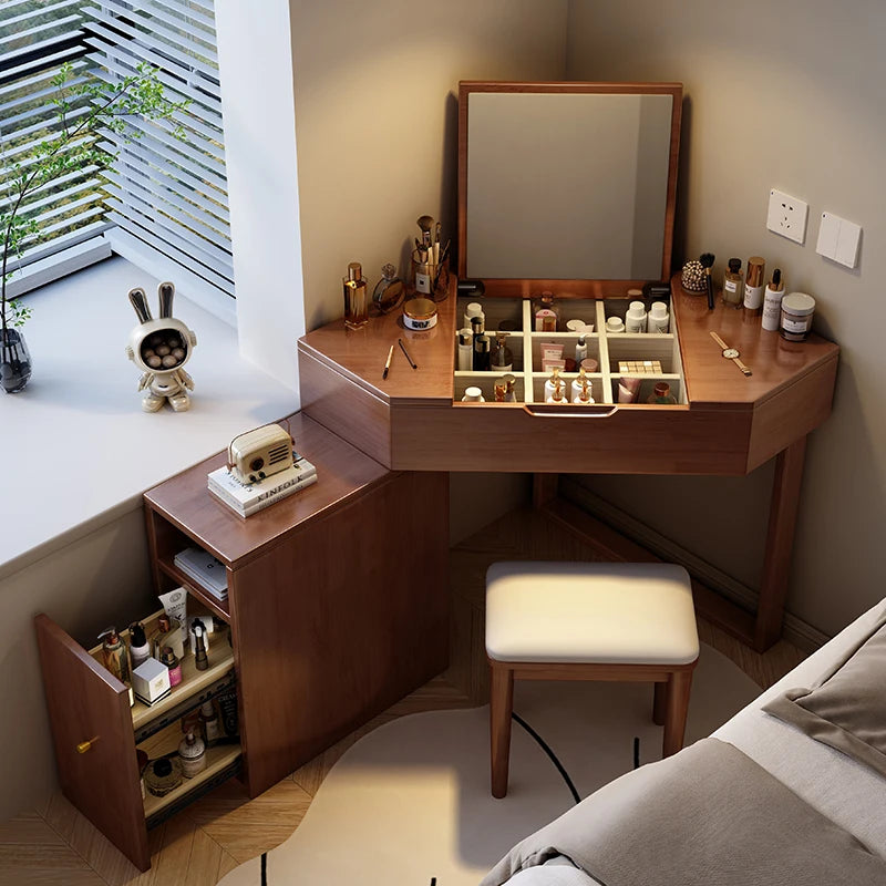 Premium Vintage Vanity Table Multifunctional Drawer Set Bedroom Corner Vanity Table Compact Aesthetic Commode Salon Furniture