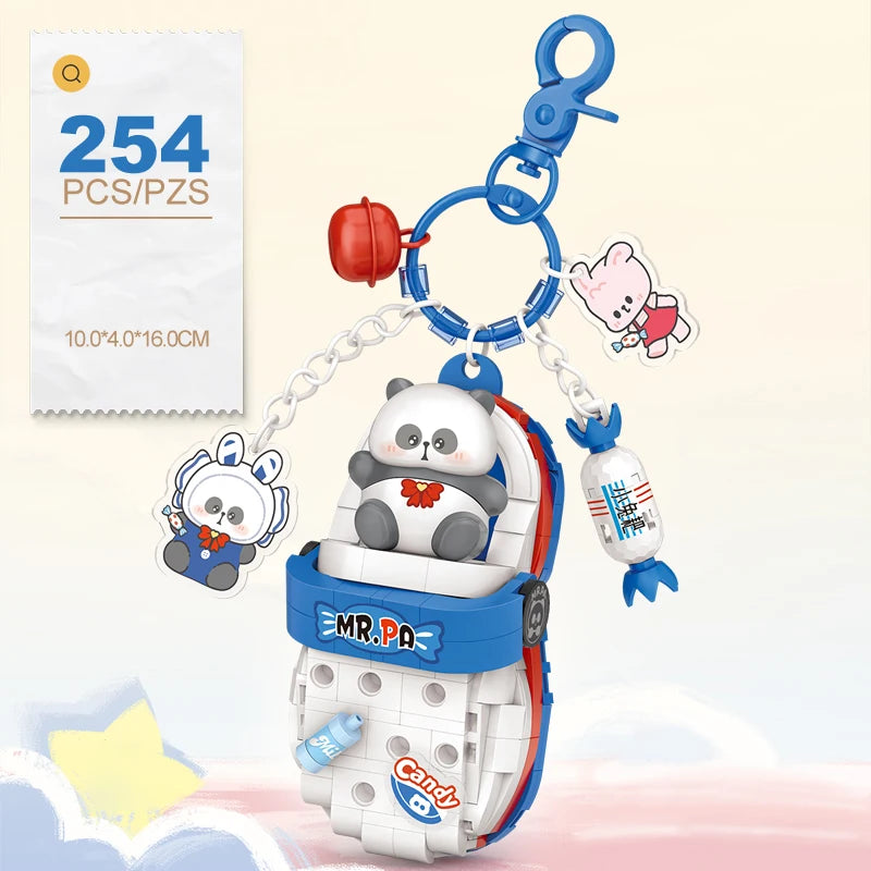 LOZ Panda Big Head Shoes Keychain Model Assembly Toy Home Creative Ornament Building Blocks Set Boys and Girls Birthday Gift