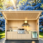 All-in-One Complete Custom Outdoor Kitchen, Premium Fully Equipped, Anti Wind Rain Snow for Residential Outdoor Use