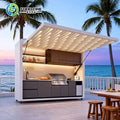 Custom Prefab Portable Kitchen Container with Gas Grill Sink Storage Cabinet and Worktop for Outdoor Garden Use