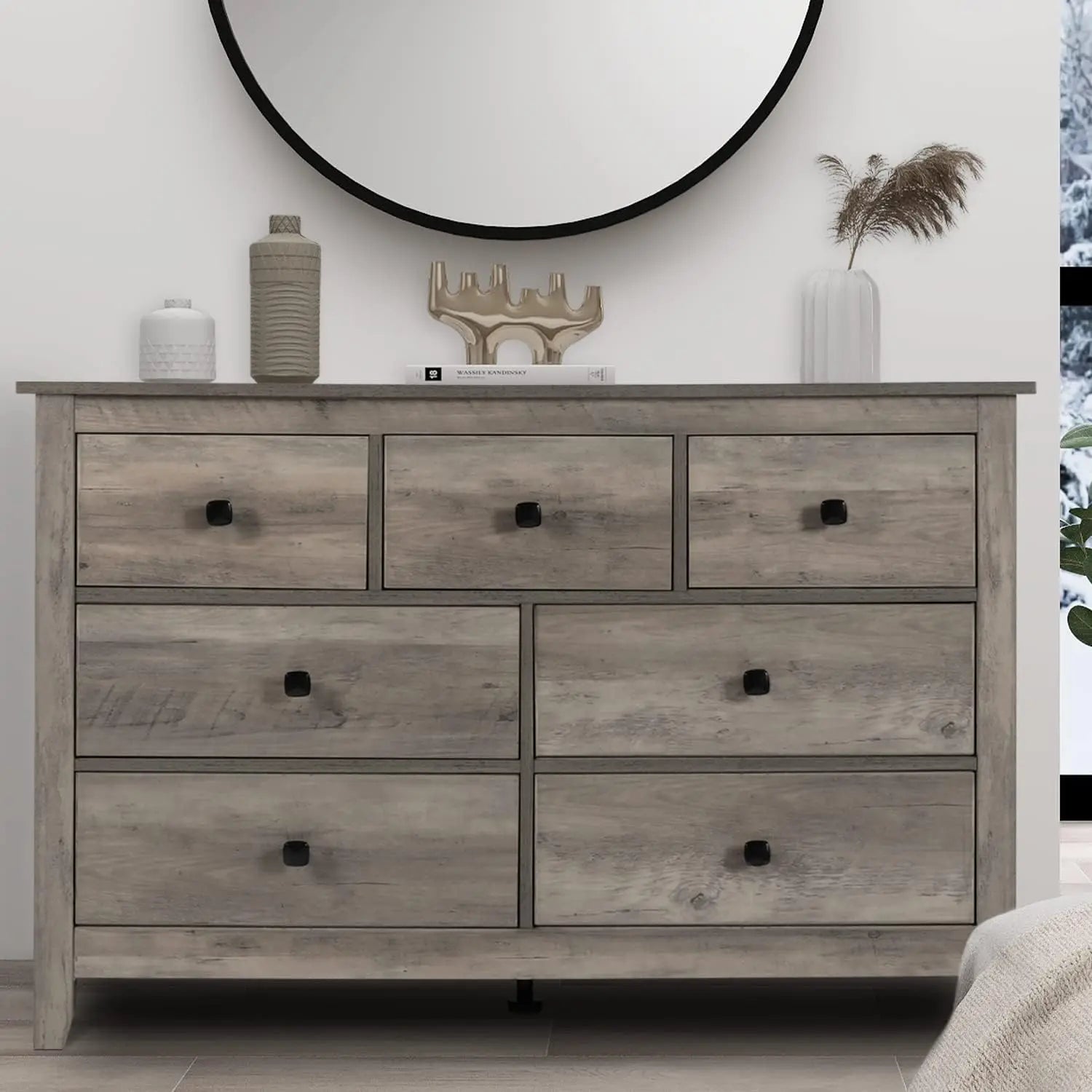7 Drawer Dresser - Wooden Bedroom Dressers, Storage Drawers Cabinet for Bedroom, Living Room, Farmhouse Chest of Drawers, White