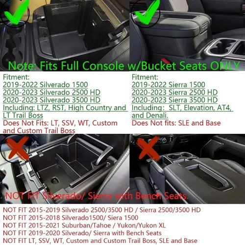 Full Size Center Console Organizer Tray Compatible with 2019-2022 Chevy Silverado/GMC Sierra 1500 and 2020-2022 2023 Silverado/S