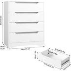 White Dresser, 4 Drawers Dresser, Modern Chest of Drawers with Cut-Out Handles, Small Dressers with Drawer, Wood Makeup Chest O