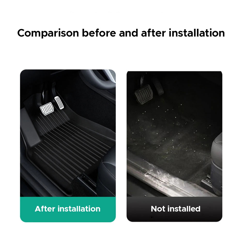 For Tesla Model Y 2021-2024 Floor Mat Left and Right Hand Drive TPE Carpet Waterproof Weather-resistant Foot Pads Mats