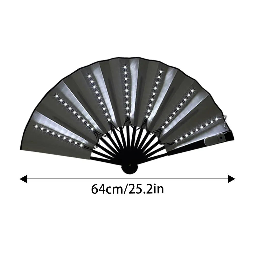 Light Up Folding Hand Fan LED Hand Fan For Dancing Stage Performance Props For Wedding Night Club Hot Weather Cooling Tools