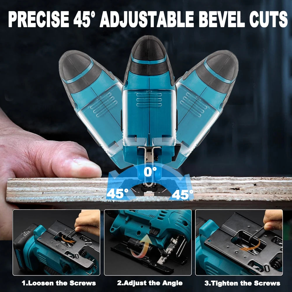 Brushless Jigsaw Electric Jig with Saw Blade Multi-Function Woodworking Power Tool Adjustable Woodworking for Makita 18V Battery