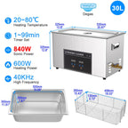 Ultrasonic Cleaner 1L 2L 3L 6L 10L 22L 30L Ultrasonic Bath EU UK Plug Portable Heated 600W Cleaning Washing Ultrasound Machine