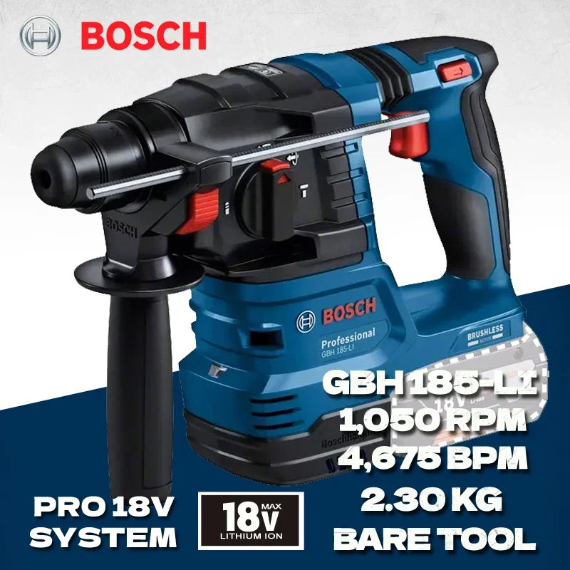 BOSCH GBH 185-LI Professional Brushless Rotary Hammer Impact Drill SDS PLUS 18V Rechargeable Concrete Electric Hammer GBH185-LI