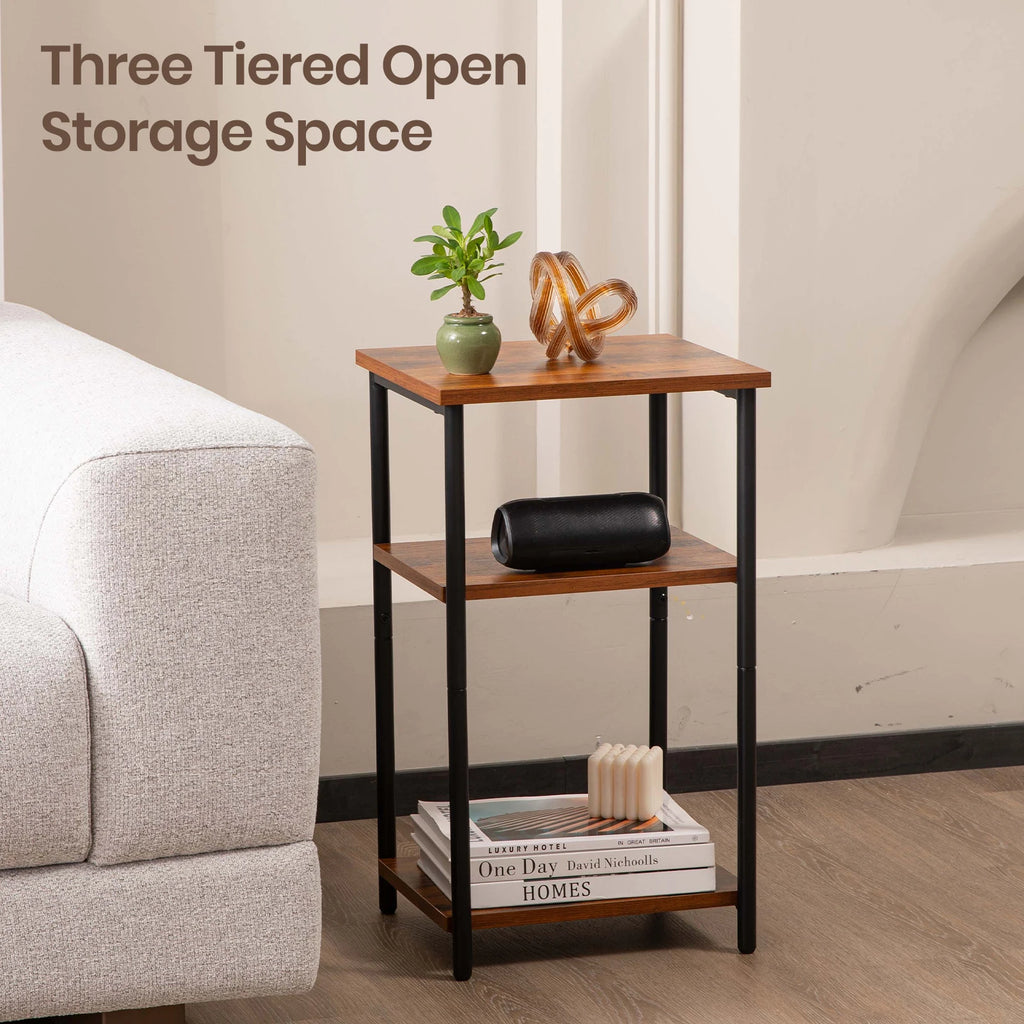 2/3-Tier End Table - Space-Saving Side Table w/ Adjustable Feet & Steel Frame for Bedroom & Living Room | AlluCanFind