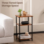 2/3-Tier End Table - Space-Saving Side Table w/ Adjustable Feet & Steel Frame for Bedroom & Living Room | AlluCanFind