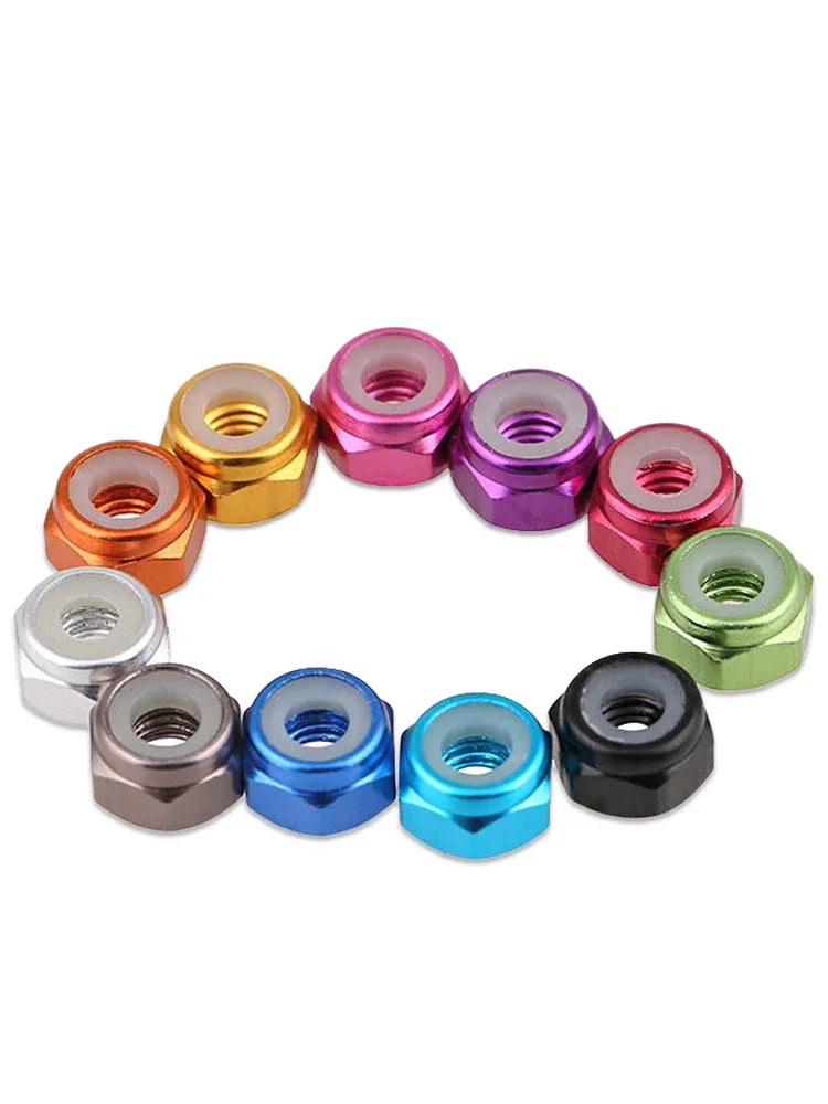 10pcs M2 M3 M4 M5 colorful aluminum alloy Anodized Lock Nut Blue Pink Orange Purple Green Red Grey