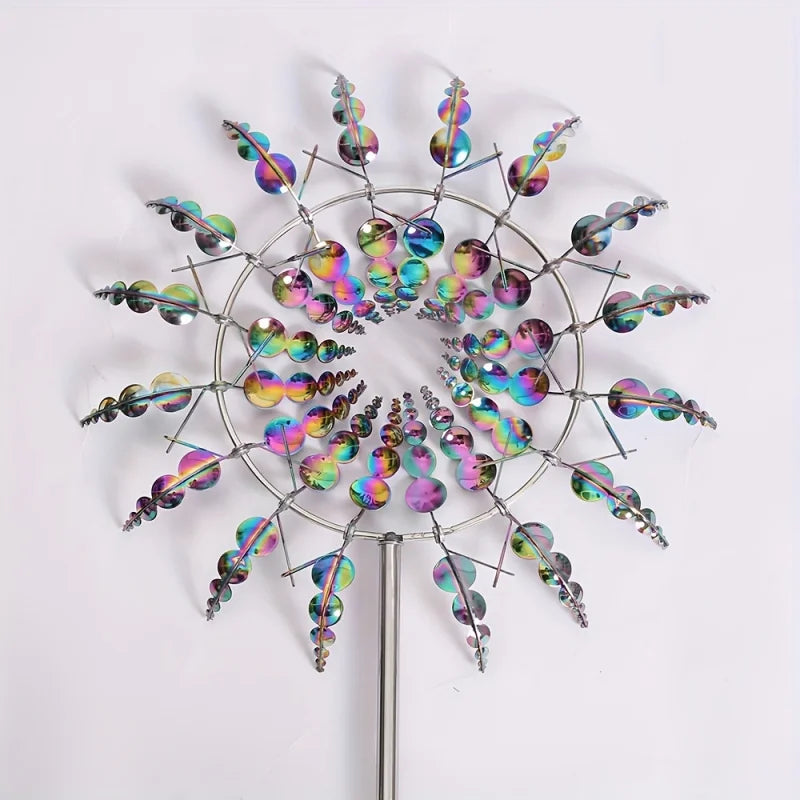 1pc Colorful Metal Kinetic Windmill - Outdoor Garden Decor, No Battery Needed, Creative Lawn Art Spinner