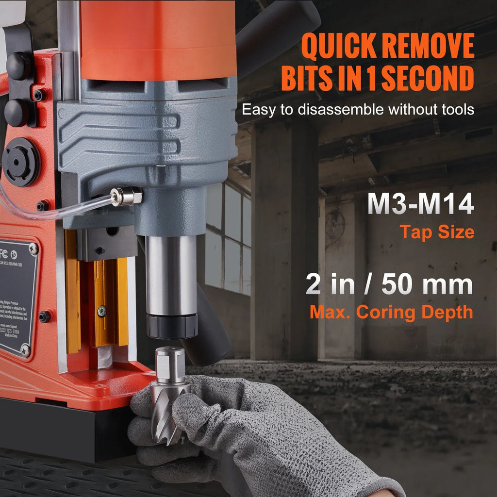 VEVOR 1300W 1400W 2" Electric Drilling Machine Magnetic Drill Press Boring Diameter Power Drill 810 PRM 1-second Release Drill