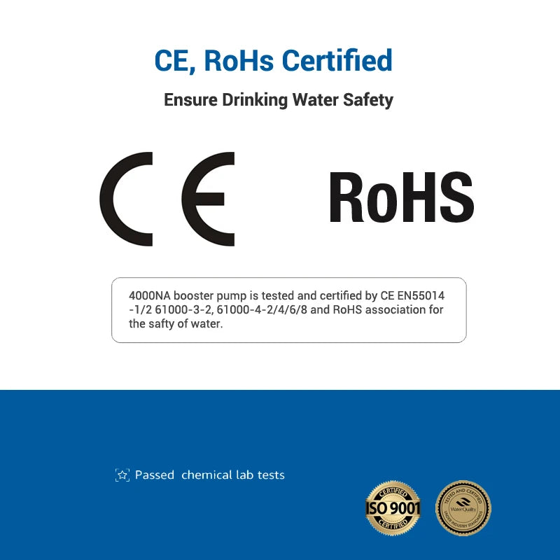 Coronwater 400GPD Water Filter RO Booster Pump 4000NA  Reverse Osmosis Drinking Water
