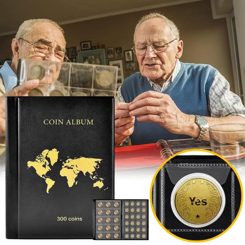 Portable Coin Collection Set 300 Panels Pvc Transparent Loose-leaf Philatelic Book Album with Zipper Protection Coin Collections