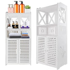 Bathroom Floor Cabinet,Waterproof FreeStanding Bathroom Storage Unit with Daily Use Layer and Cupboard Double Door,Multi-purpose