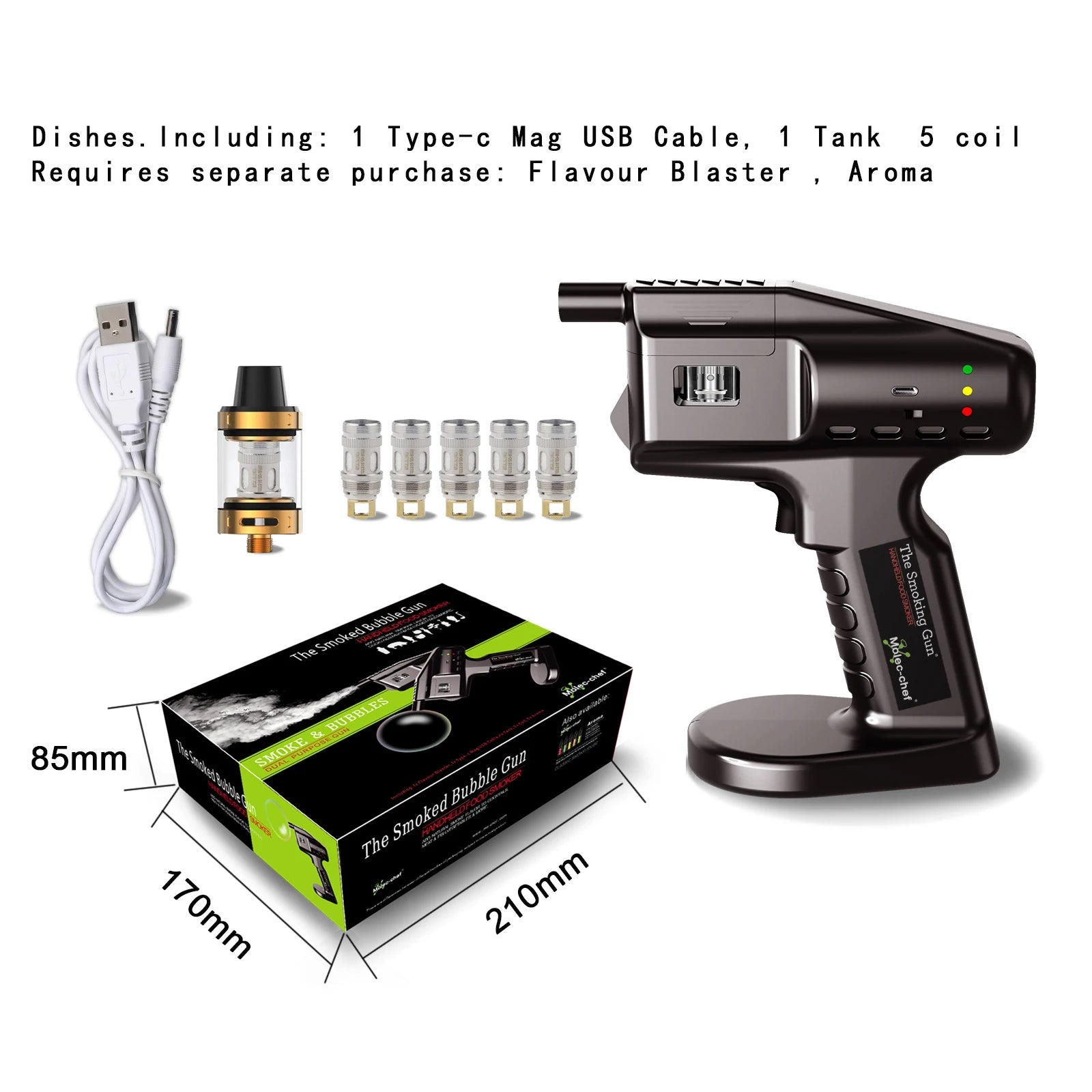 Portable Smoker Smoke Gun, USB Cocktail Gun Bubble Smoking Gun Smoker Machine, Handheld Cold Smoking Smoker for Infused Cocktail