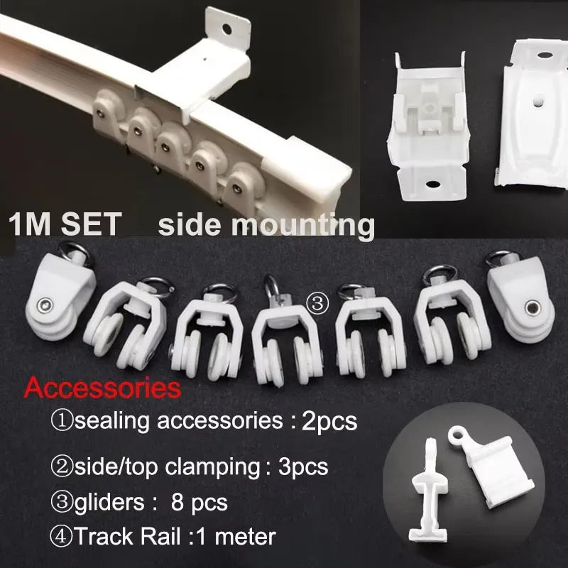 Flexible Ceiling & Wall Mounted Curtain Track Rail Bendable Plastic Steel Design for Bay Windows/Balcony 1-10M White Noise-Free