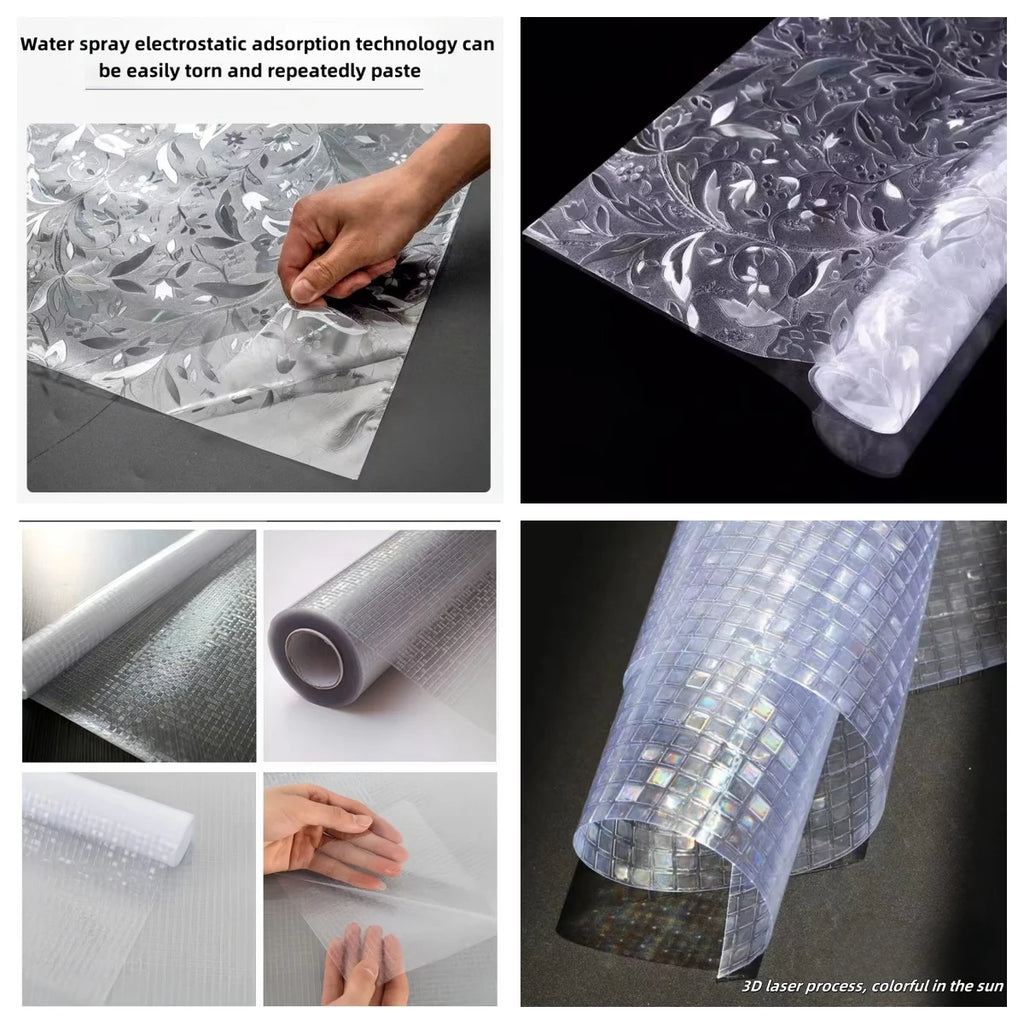 Window Privacy Rainbow Film Static Adhesive Adsorption Plastic 3D Decal Glass Door Insulation Uv Protection