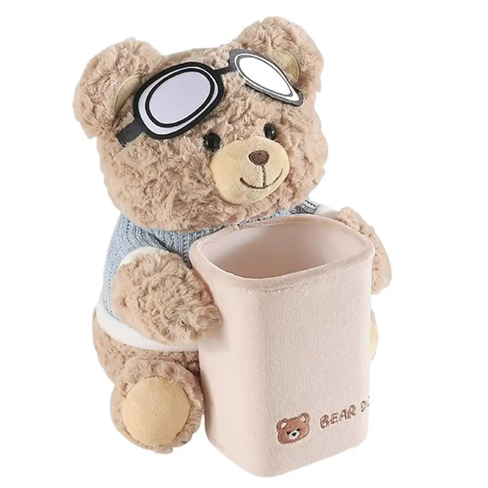Creative Car Tissue Box Car Paper Box Cute Cartoon Interior Ornaments Short Plush Bear Multi-functional Storage Bag For Home