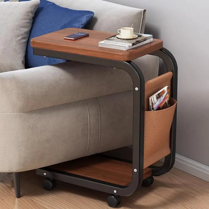 C Shaped End Table Small Side Table For Living Room Double Layer Movable Side Table For Sofas Living Rooms Bedside Areas
