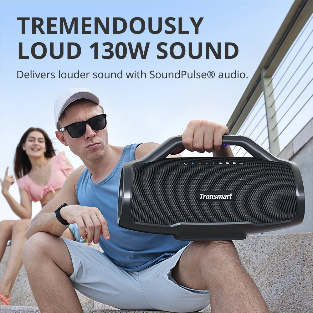 Tronsmart Bang Max Bluetooth 130W Party Speaker with 3 Way Sound System Sync Up 100 + Speakers APP Control Guitar/Mic Input