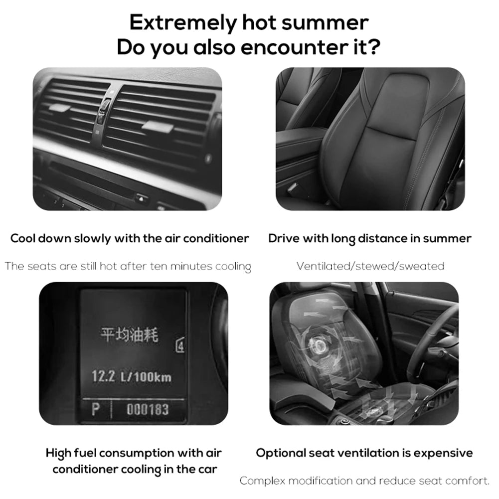 Portable Car Seat Fan with Three Speed Settings Adjustable Airflow USB Powered for Front and Rear Seats