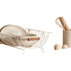 Japanese Wrought Iron Kitchen Bowl and Plate Organizer, Durable Metal Tableware Drain Rack, Storage for Home