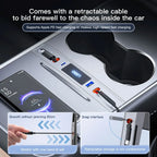 For Tesla Model 3 Model Y 27W Quick Charger USB Shunt HUB Intelligent Docking Station Car Adapter Powered Splitter Extension