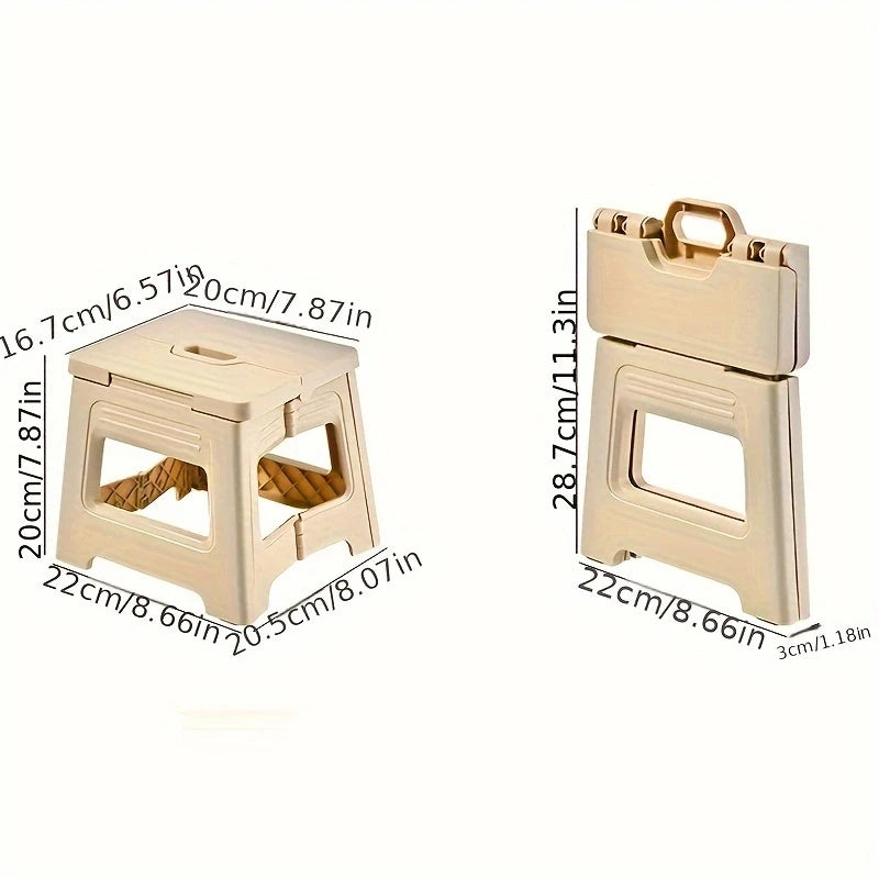 Lightweight Folding Step Stool Multi Purpose Handheld Thickened Footstool Non-Slip Plastic Small Benches Kitchen