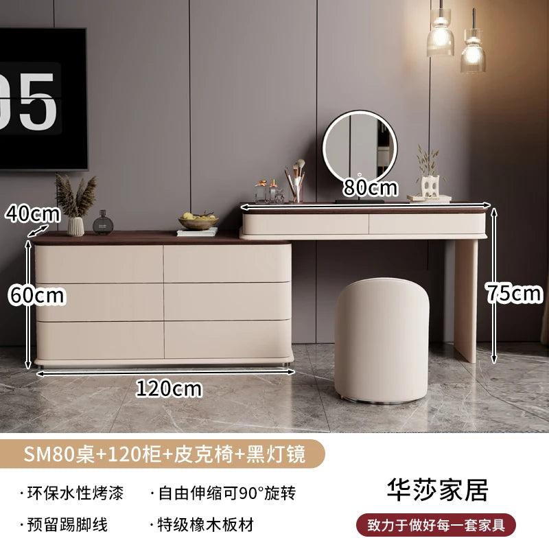 Makeup Mirror Wooden Dresser Set Bedroom Brown Natural Modern Vanity Dressers Nordic Storage Drawer Coiffeuse House Accessories