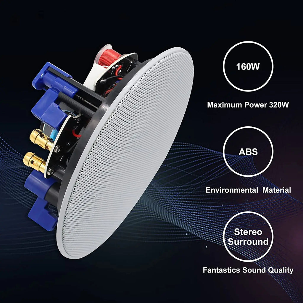 Herdio 4PCS 4'' 320W 2 Way Flush Mount Passive Ceiling Speakers Home Recessed Speaker System Perfect For Bathroom Living Room