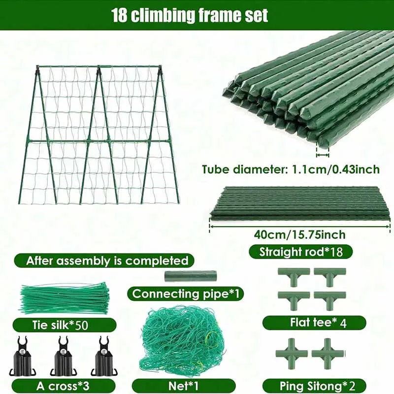 Garden A-Frame Vegetable Plant Climbing Frame Kit Grow Supports Fit Climbing Rustproof Vine Cucumber Trellis Tomatoes Grapes